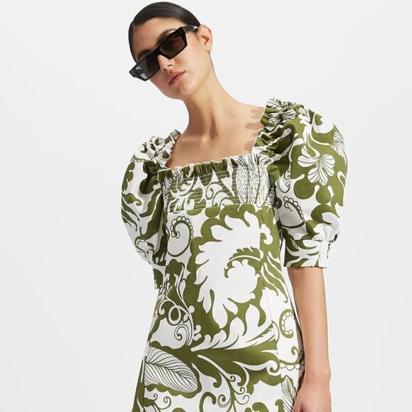 LA DOUBLEJ Abstract Print Puff-sleeve Sexy Dress - Picture 16 of 16